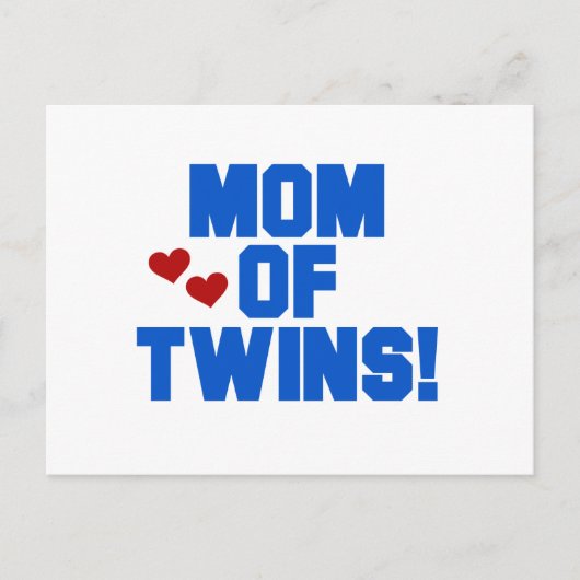 Carte Postale Maman de maillots et cadeaux Twins-Blue Text (Devant)