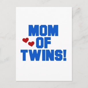 Carte Postale Maman de maillots et cadeaux Twins-Blue Text