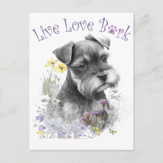 Carte Postale Maman de Schnauzer Fleurs (Devant)
