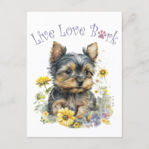 Carte Postale Maman de Yorkie Floral