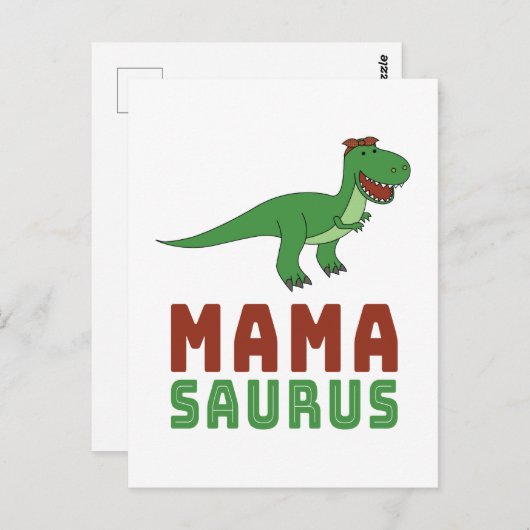Carte Postale Maman dinosaure Tyrannosaurus Rex Fête des Mères (Devant / Derrière)
