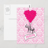 Carte Postale Maman, éléphant et ballons (Devant / Derrière)
