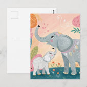 Carte Postale Maman éléphant et bébé (Devant / Derrière)