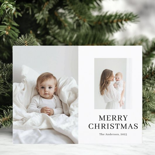 Carte Postale Maman et bébé deux photos Noël
