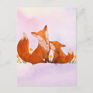 Carte Postale Maman et bébé renard