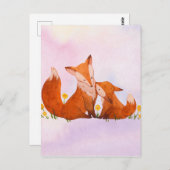 Carte Postale Maman et bébé renard (Devant / Derrière)