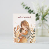 Carte Postale Maman et fille à l'aquarelle Kawaii (Debout devant)