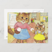 Carte Postale Maman et fille Kitty (Devant / Derrière)