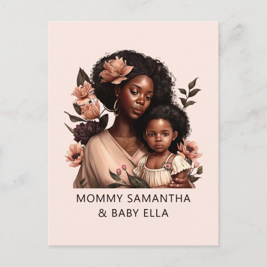 Carte Postale Maman et fille noire personnalisée (21) (Devant)