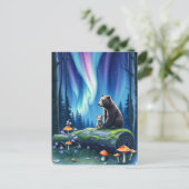 Carte Postale Maman et ours de bébé et aurores boréales (Debout devant)