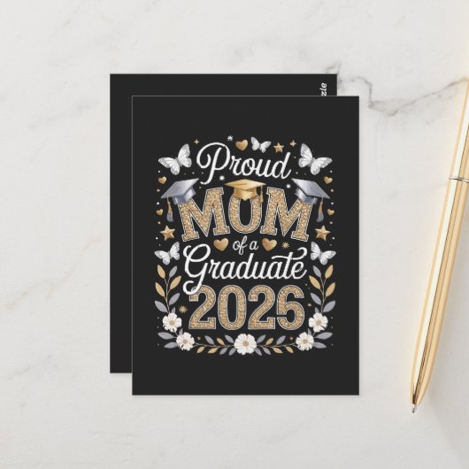 Carte Postale Maman fière d'une diplômée de 2026 (Devant/Arrière en situation)