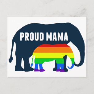 Carte Postale Maman gay pride Fier Mama Elephant Arc-en-ciel LGB