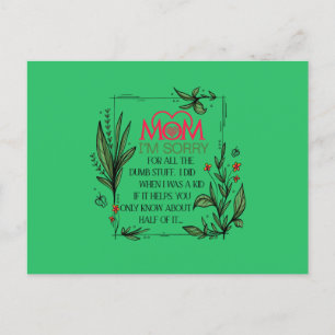 Carte Postale Maman Je suis désolé pour tous les trucs stupides 