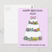 Carte Postale Maman Joyeux anniversaire du Fils et du Fils en dr (Devant / Derrière)