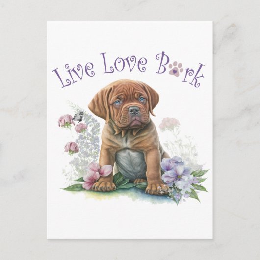 Carte Postale Maman Mastiff Fleurie (Devant)