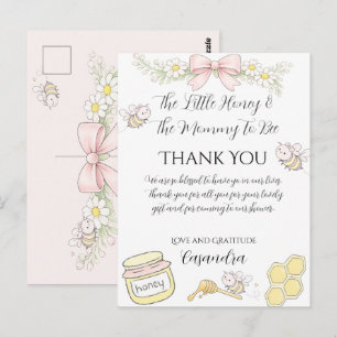 Carte Postale Maman, merci pour la Baby Shower Bee Rose Bow