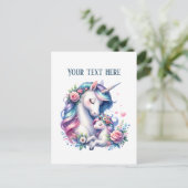 Carte Postale Maman mignonne bébé licorne ajouter du texte (Debout devant)