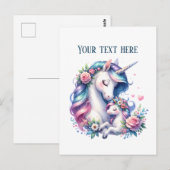 Carte Postale Maman mignonne bébé licorne ajouter du texte (Devant / Derrière)