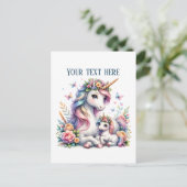 Carte Postale Maman mignonne bébé licorne ajouter du texte (Debout devant)