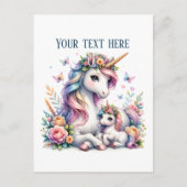 Carte Postale Maman mignonne bébé licorne ajouter du texte (Devant)