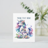 Carte Postale Maman mignonne bébé licorne ajouter du texte (Debout devant)