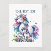 Carte Postale Maman mignonne bébé licorne ajouter du texte (Devant)