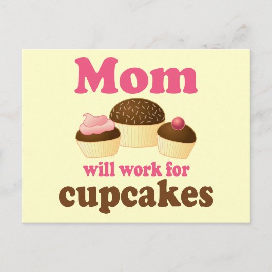 Carte Postale Maman Mignonne Travaillera Pour Les Cupcakes (Devant)