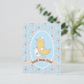 Carte Postale Maman Oiseau Et Bébé Avec Des Fleurs Blanches (Debout devant)