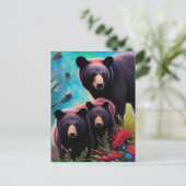 Carte Postale Maman ours et oursons (Debout devant)