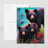 Carte Postale Maman ours et oursons (Devant / Derrière)
