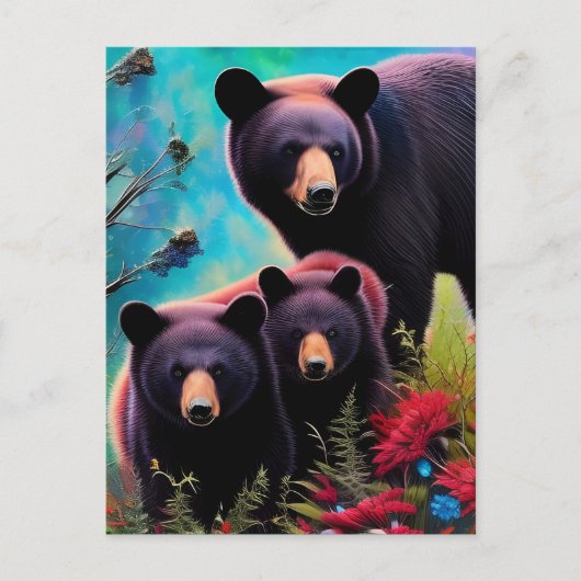 Carte Postale Maman ours et oursons (Devant)