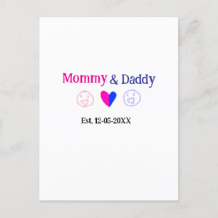 Carte Postale Maman & Papa nouveaux parents ajouter nom date coe