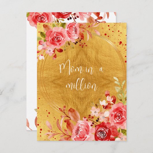Carte Postale Maman rose florale dans un million de Millions d'o (Devant / Derrière)