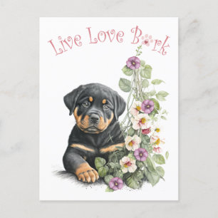 Carte Postale Maman Rottweiler Fleurie
