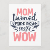 Carte Postale Maman Wow la journée de la mère mignonne rose gris (Devant)