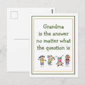 Carte Postale Mamie est la réponse Citation amusante pour enfant (Devant / Derrière)
