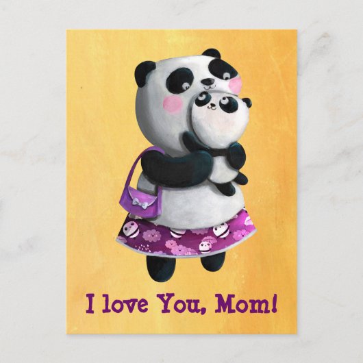 Carte Postale Mamma Panda avec son enfant (Devant)