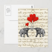 Carte Postale Mammouths et coeurs vintages (Devant / Derrière)