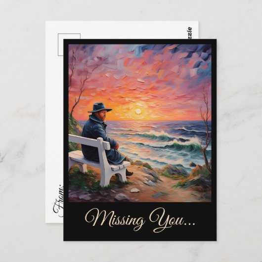 CARTE POSTALE " MAN BY THE SEA " (Devant / Derrière)
