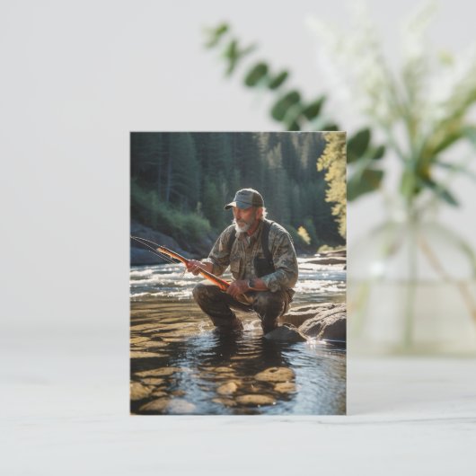 Carte Postale *~* Man Fishing in Stream Maine Peace AP49 Nature (Debout devant)