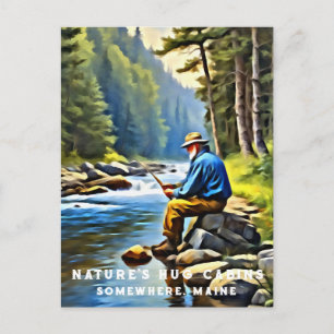 Carte Postale *~* Man Fishing Stream AP49 Senior Stream