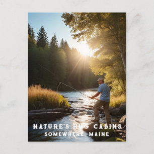 Carte Postale *~* Man Fishing Stream Nature AP49 Artsy