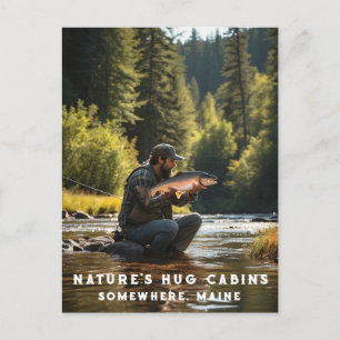 Carte Postale *~* Man Fishing Stream Nature AP49 Saumon