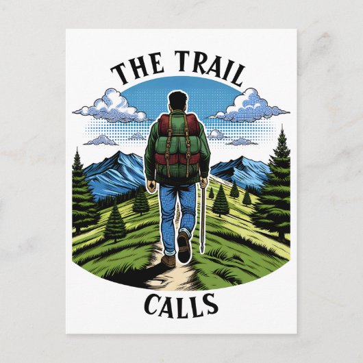 Carte Postale Man Randonnée a Trail comme l'A.T. (Devant)