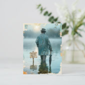 Carte Postale Man With Umbrella Do Not Pet the Fish Surreal  (Debout devant)