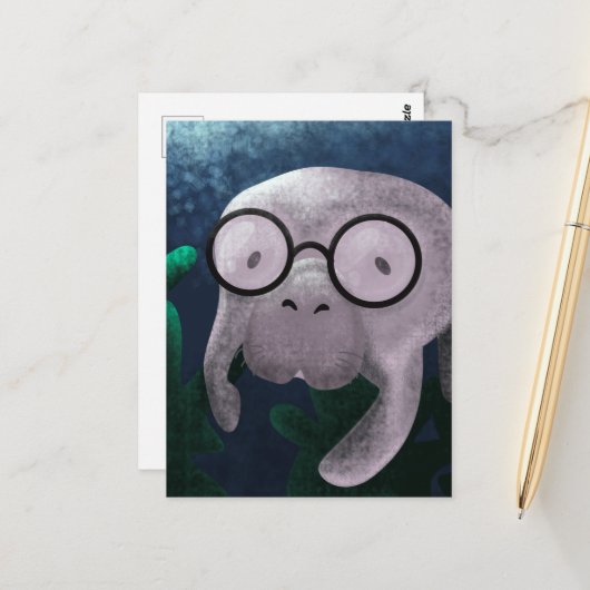 Carte postale Manatee (Devant/Arrière en situation)