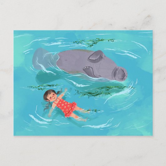 Carte Postale Manatee temps de lecture (Devant)