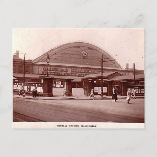 Carte Postale Manchester, Gare centrale (Devant)