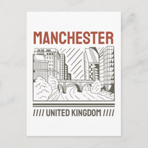 Carte Postale Manchester Royaume-Uni Skyline Urbain Art Design