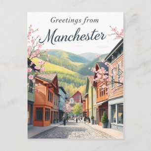 Carte Postale Manchester, rues de la ville de montagne vintage d